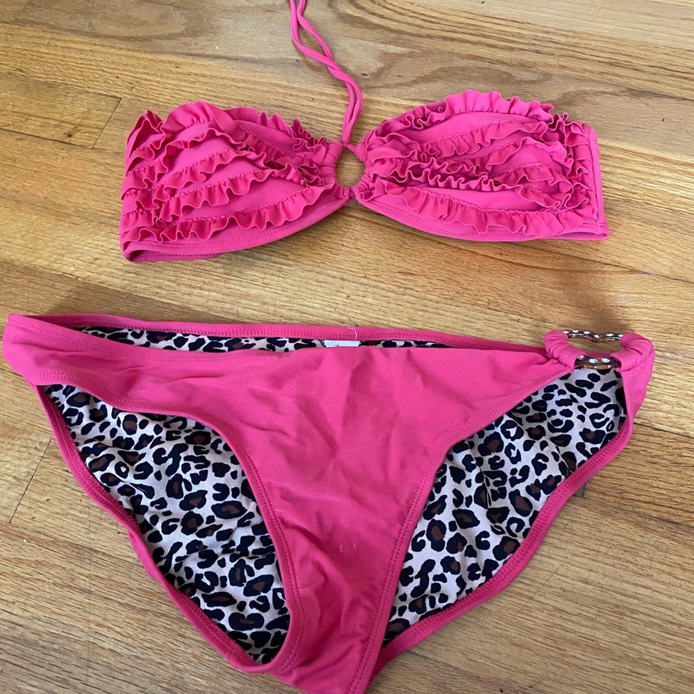 Hot Pink Ruffle Bikini XL